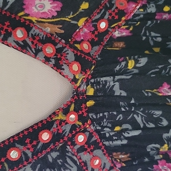 Free People Top with mirror and embroidery accents. - Picture 3 of 7
